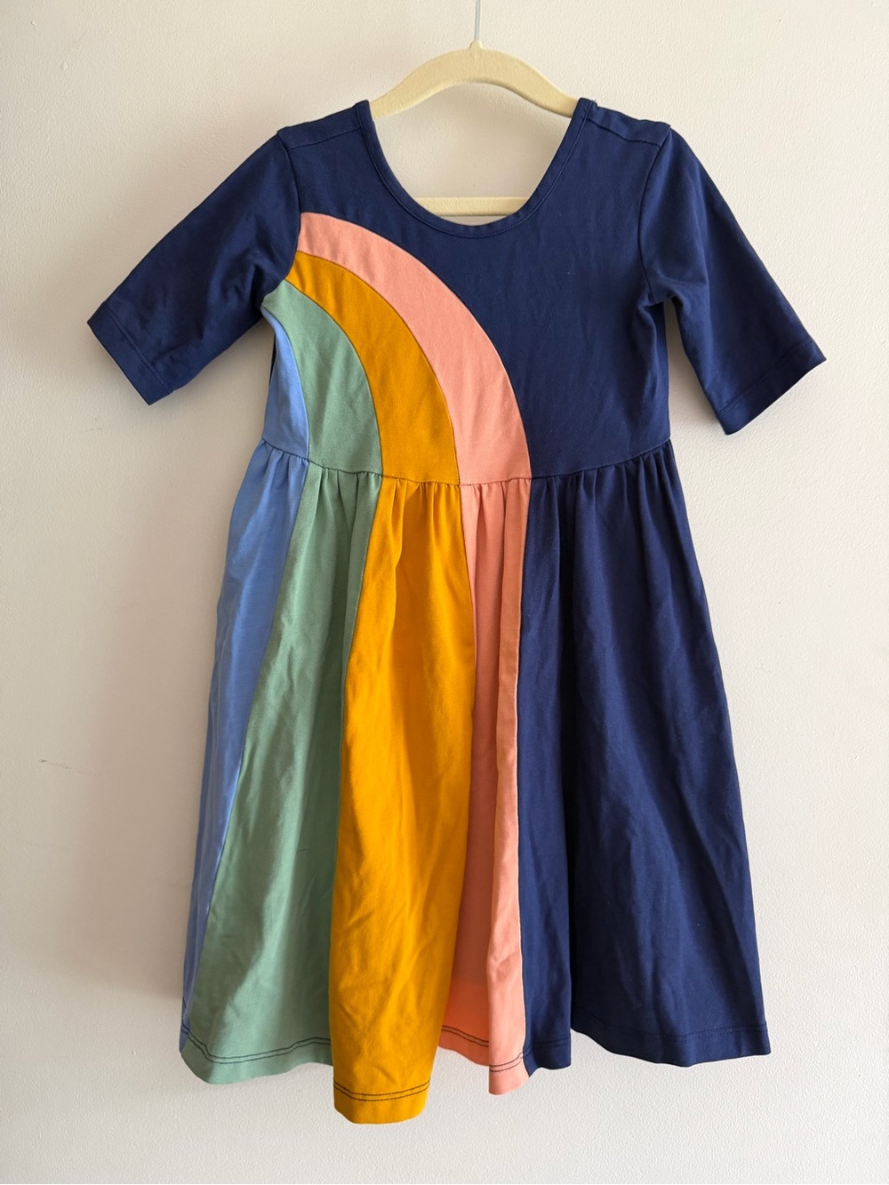 Hanna Andersson Navy Skater Dress with Rainbow
